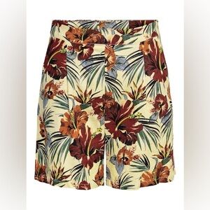 Only Linen Floral Print Shorts with Tropical Design